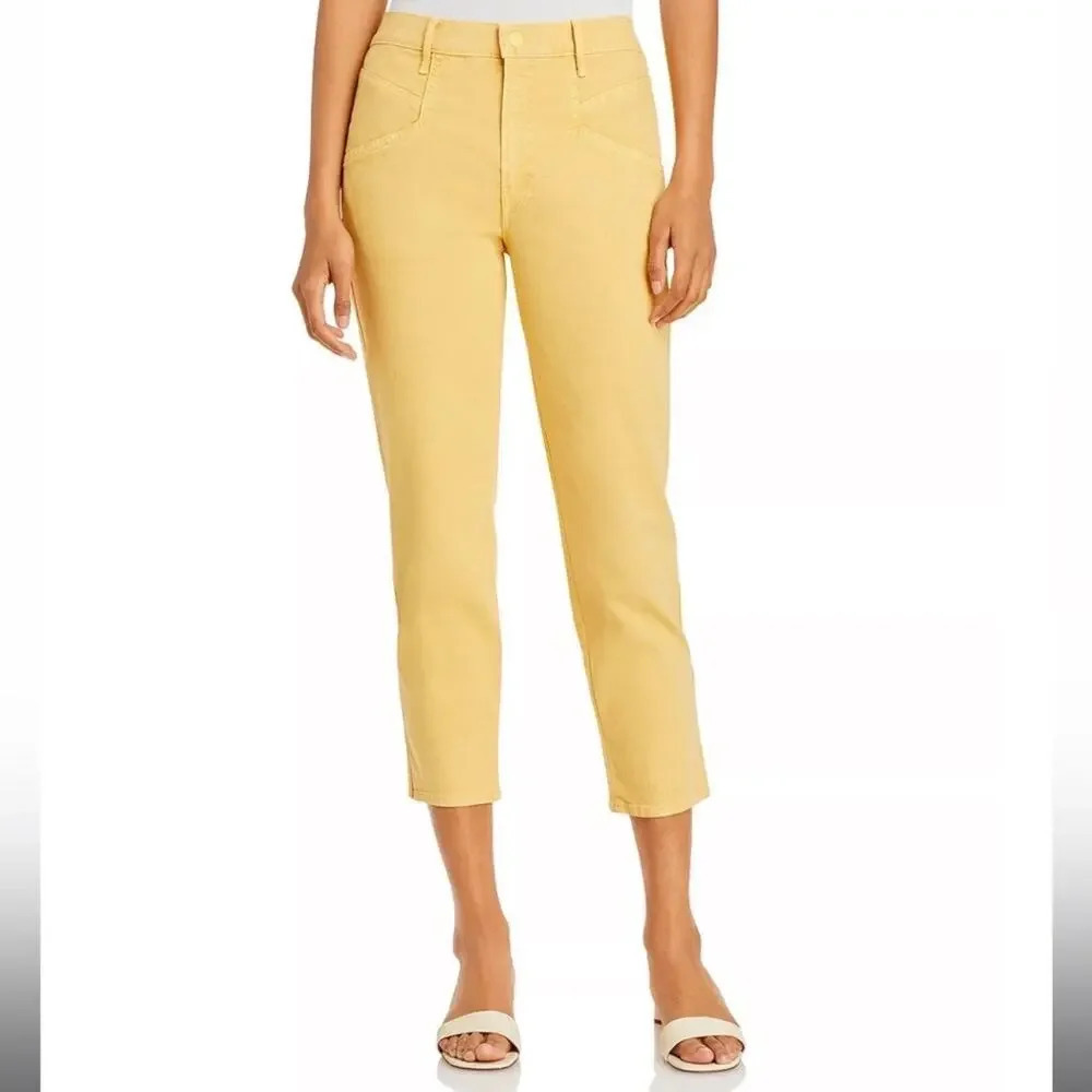 MOTHER Yellow Cropped Straight-Leg Jeans